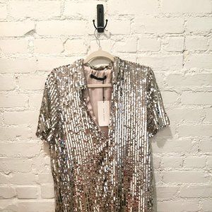 Zara Sparkle Sequin Shiny Dress or Long button shirt